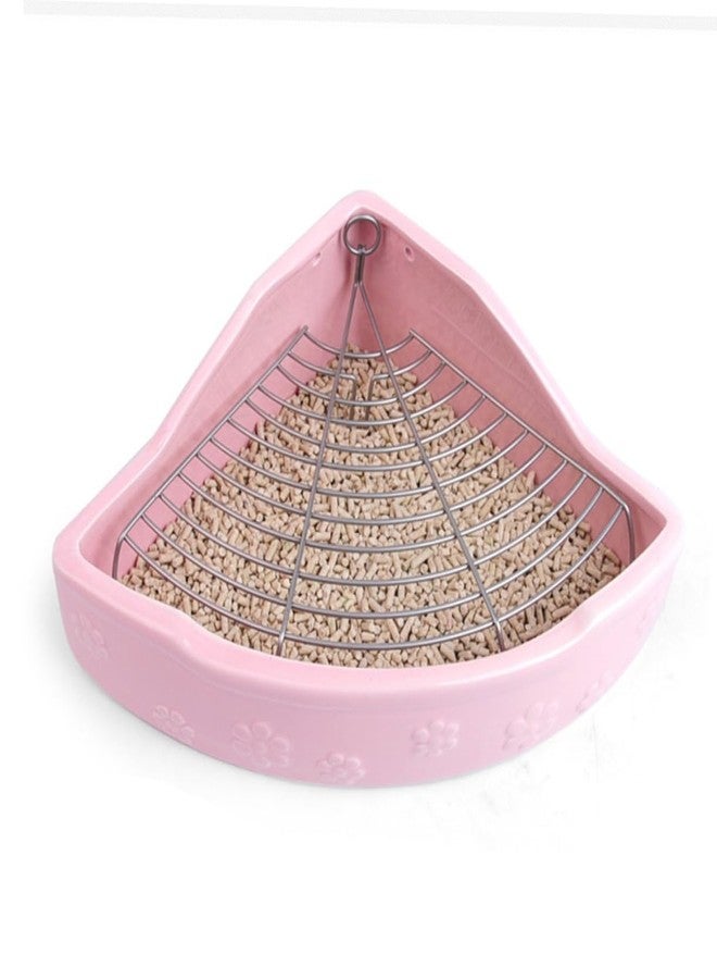 JOINPAYA Colorful Triangular PET Toilet Basin Bite Ceramic Rabbit Guinea Pig Cleaning Supplies Easy PET Potty for Small Animals - Image 1